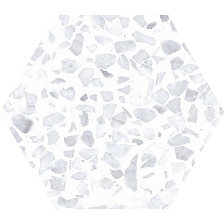 Carrelage Terrazzo Hexagonal 23x26 Riazza Blanc Gris