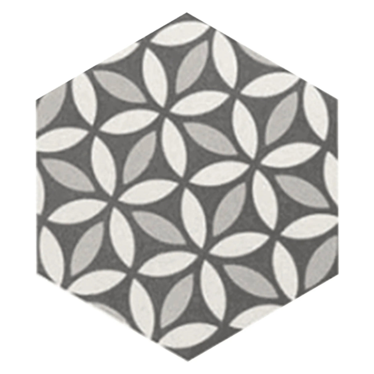 Carrelage Aspect Carreaux Ciment Noir et Blanc 17,5x20 Hexatile Harmony B&W