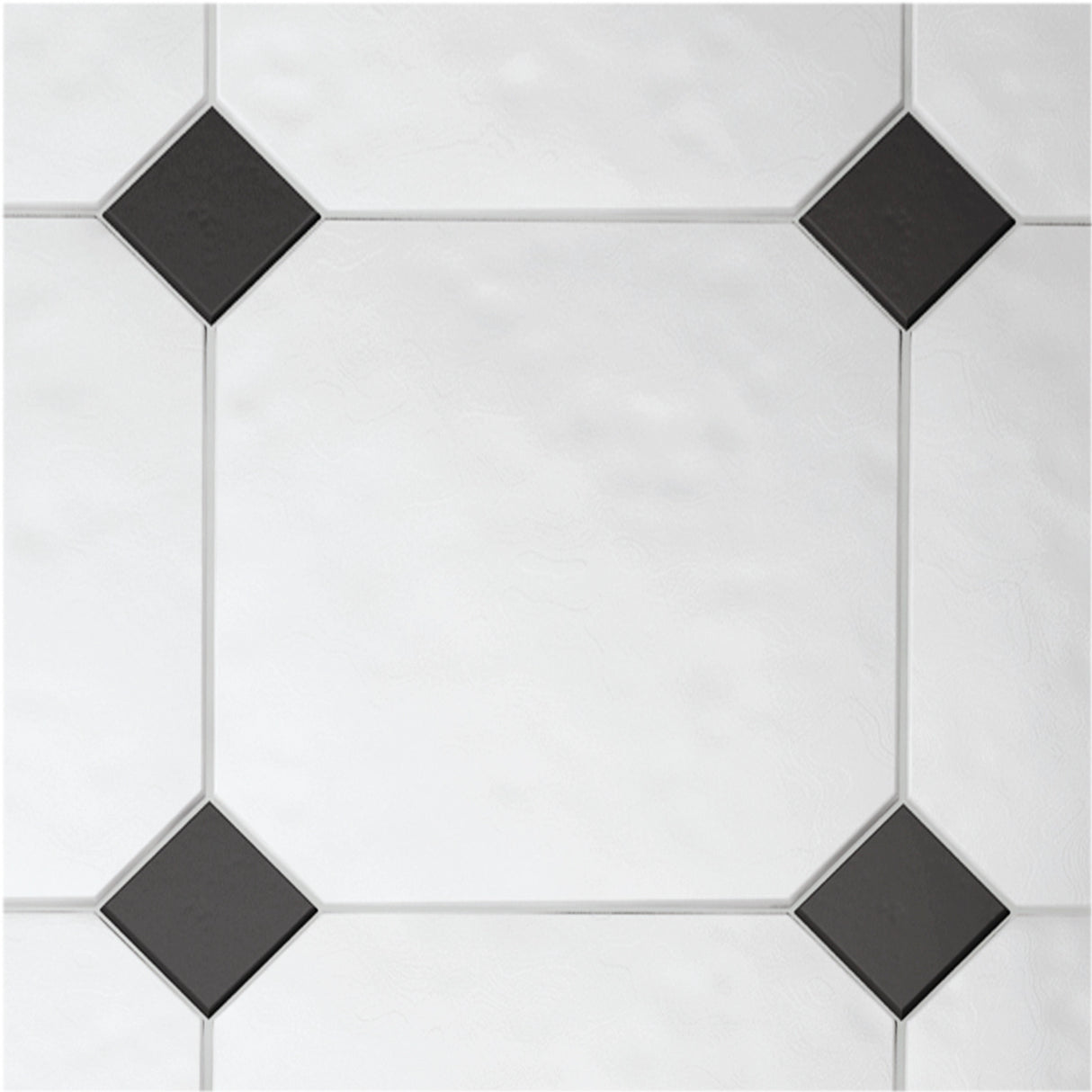 Carrelage 20x20 Octagon Blanc - Dallage à cabochons blanc et noir mat