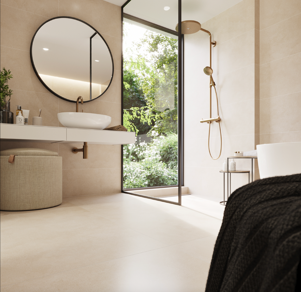 Carrelage 80x80 Betonico Beige Rectifié Intérieur / Extérieur R10