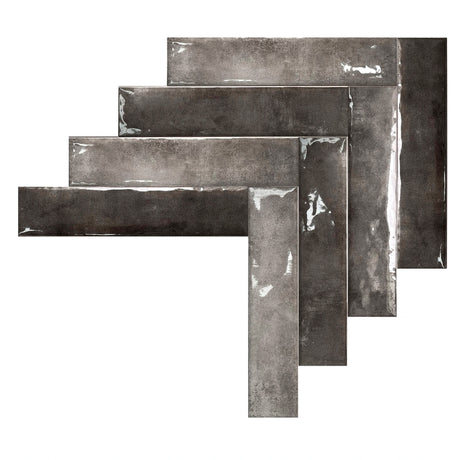 Carrelage Mural Effet Zellige Noir 6,5x29,8 Monpelli Black Mix