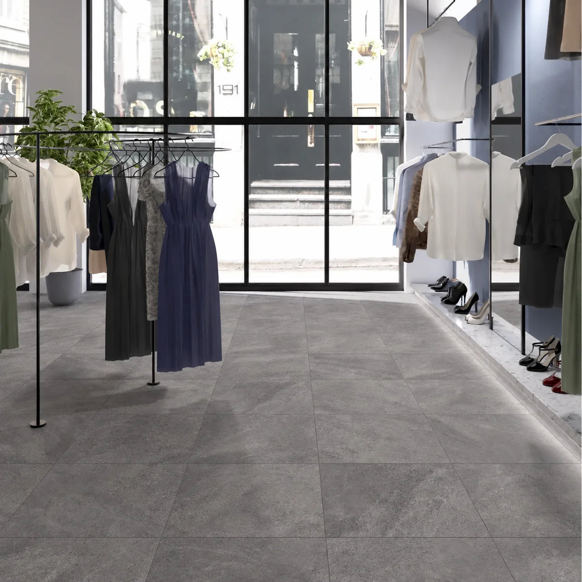 Carrelage Passage Intensif Maison Commerce 45x45 Trocadero Acier Gris Foncé