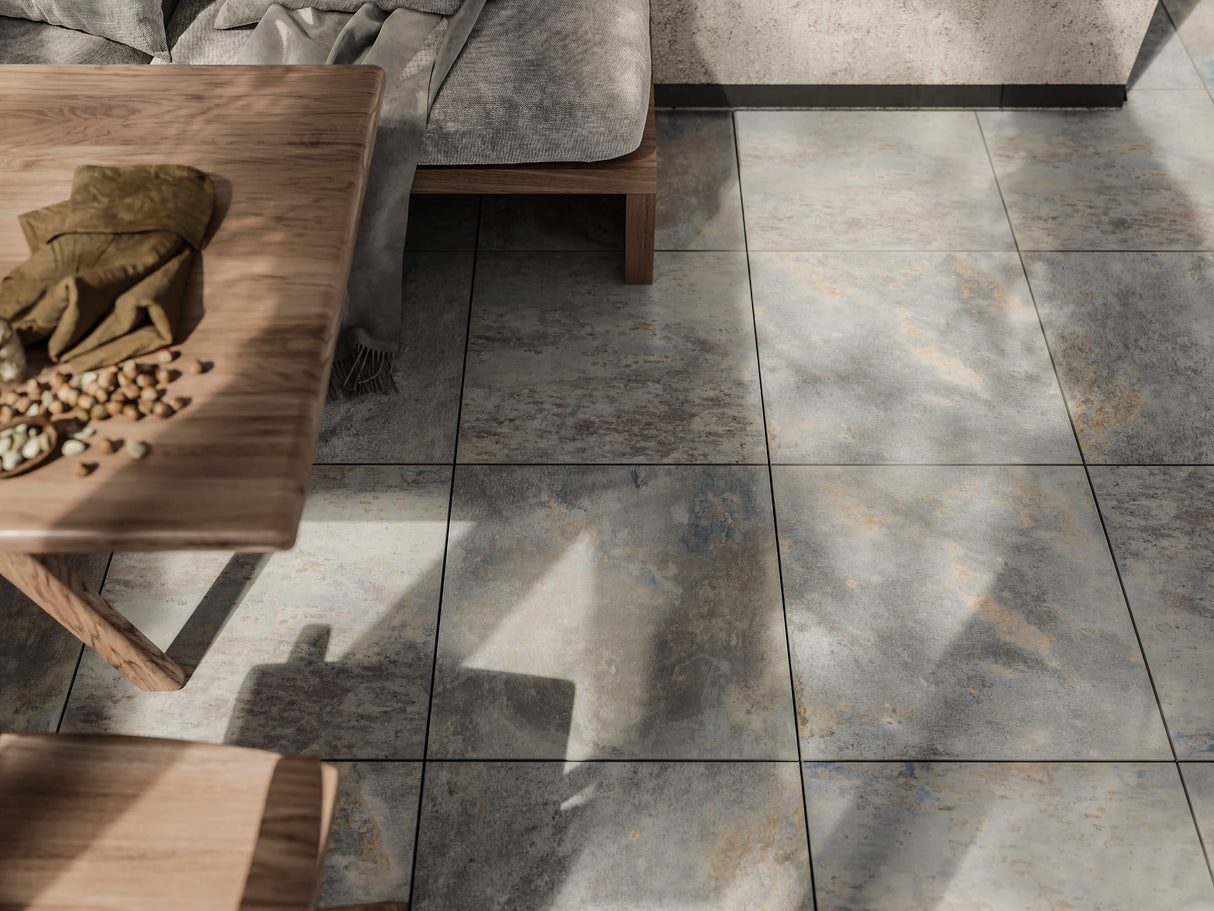 60x60 Dalle 2cm Effet Pierre de Bali Peacock Blue Extérieur R11