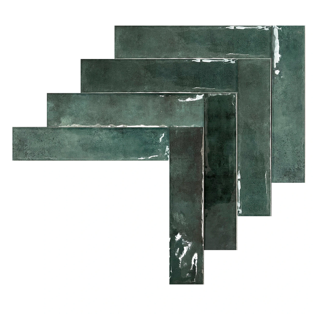 Carrelage Mural Effet Zellige Vert 6,5x29,8 Monpelli Emerald Mix