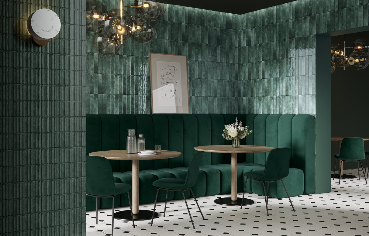 Carrelage Mural Effet Zellige Vert 6,5x29,8 Monpelli Emerald Mix