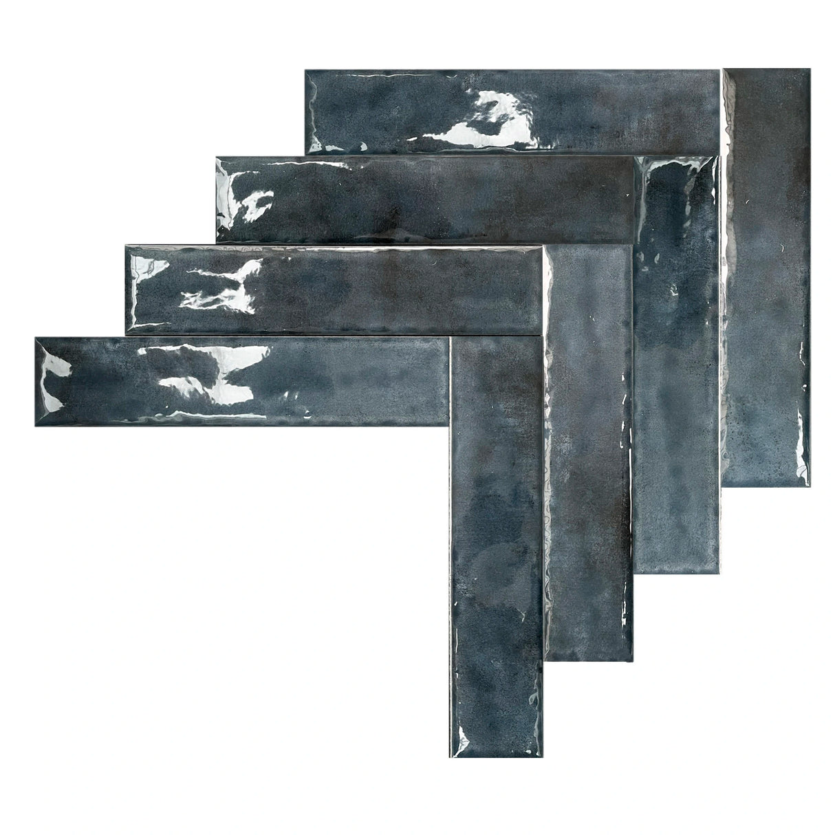 Carrelage Mural Effet Zellige Bleu 6,5x29,8 Monpelli Navy Mix