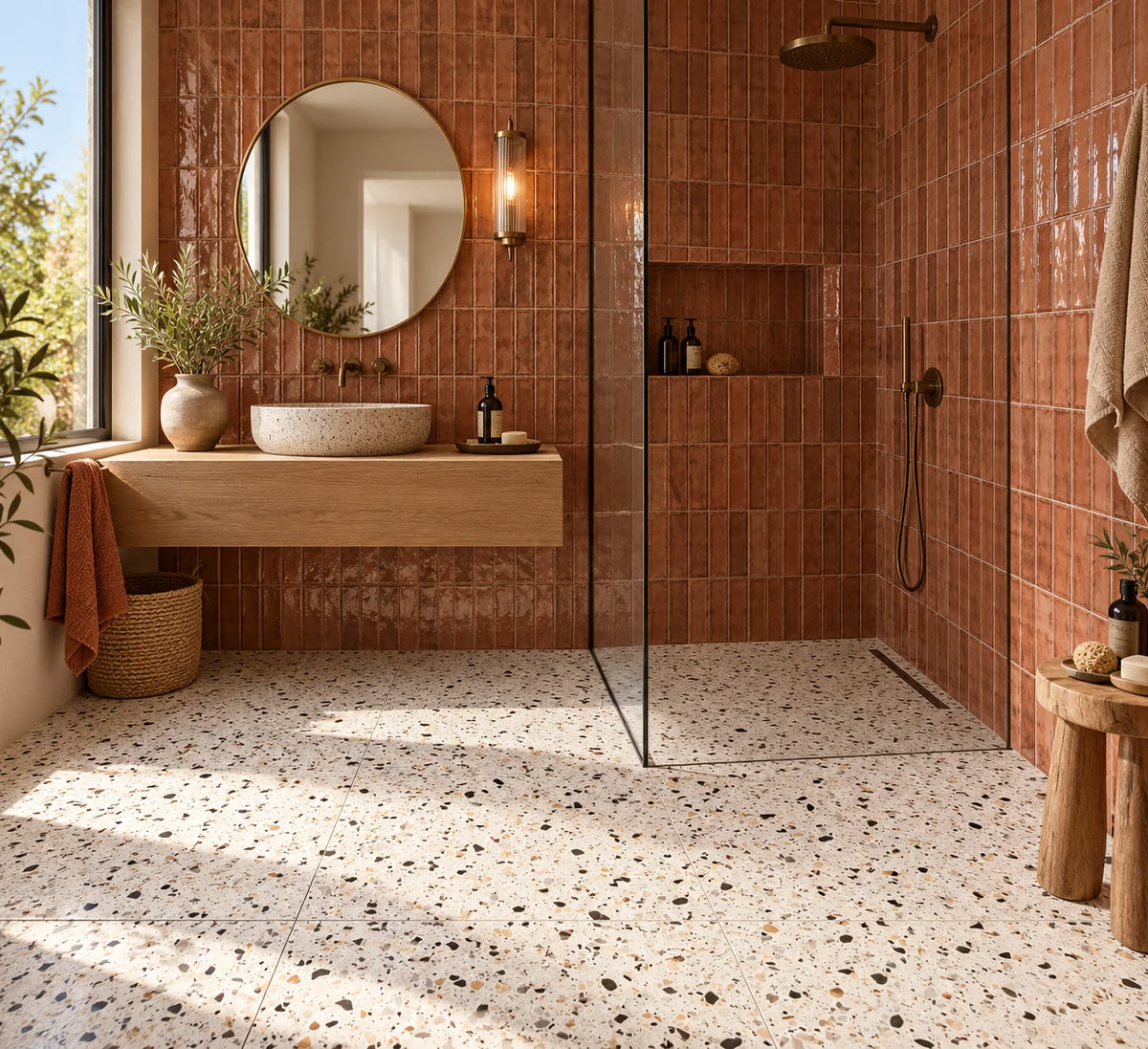 Carrelage Terrazzo Sol et Mur 80x80 Venice La Fenice Stracciatella Blanc Rectifié
