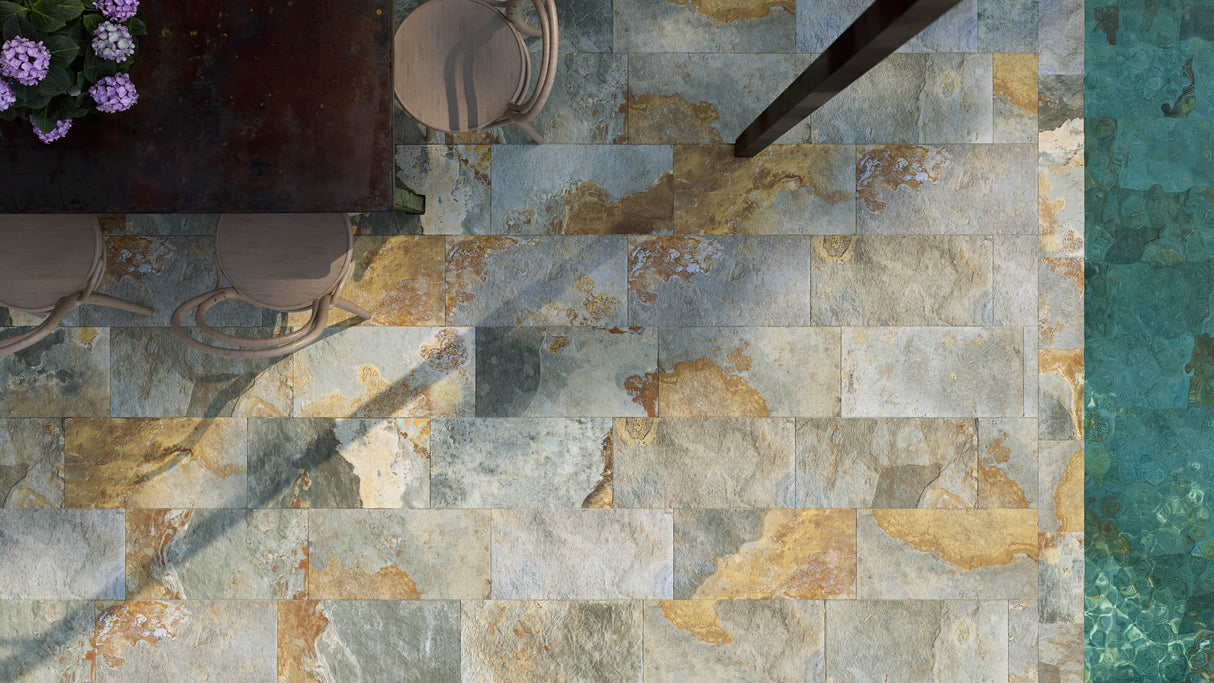 Carrelage Pierre de Bali 30x60 Thai Tegalan Vert Extérieur R11