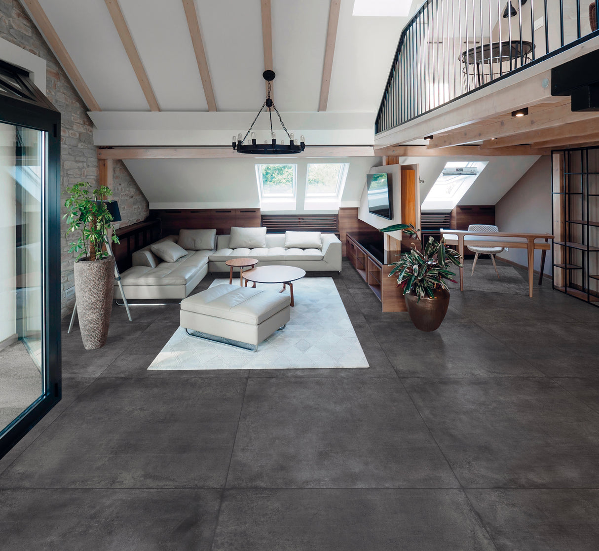 Carrelage Effet Béton 80x80 Unika Carbon Noir Rectifié