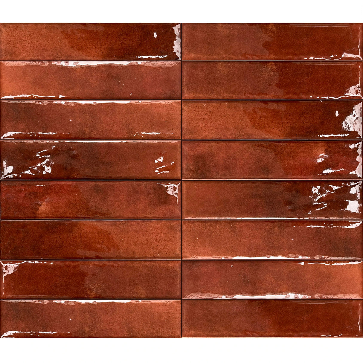 Carrelage Mural Effet Zellige Rouge 6,5x29,8 Monpelli Wine Mix