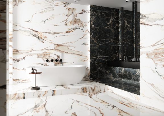 Carrelage Marbre Blanc Beige 60x60 Calacatta Gold Mat Rectifié