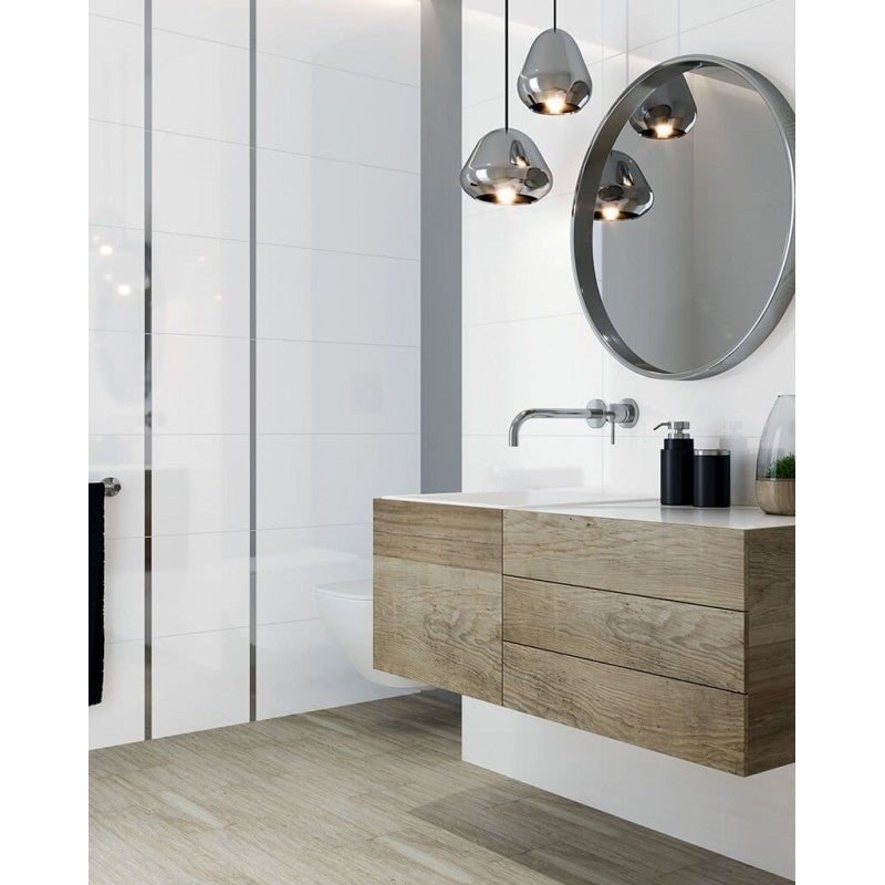 Carrelage Mural Faïence30x60 Super Blanc Brillant Rectifié