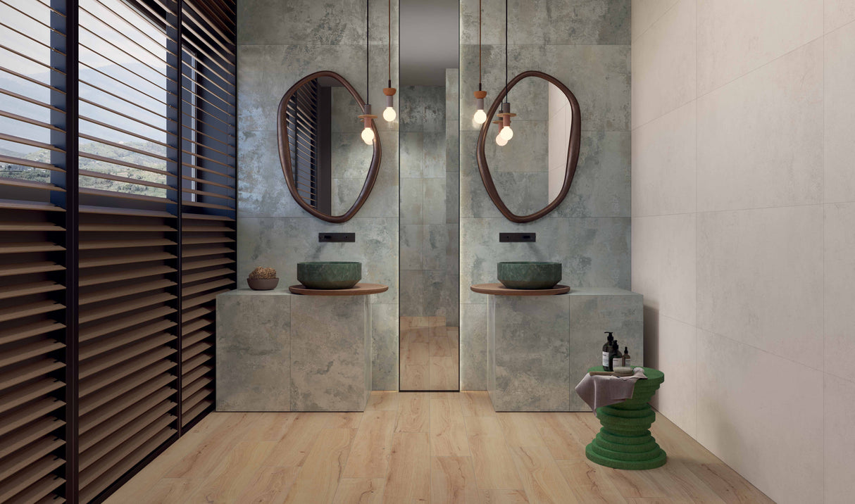 Carrelage Effet Béton Ciré / Verni 60x120 Camouflage Green Vert Rectifié