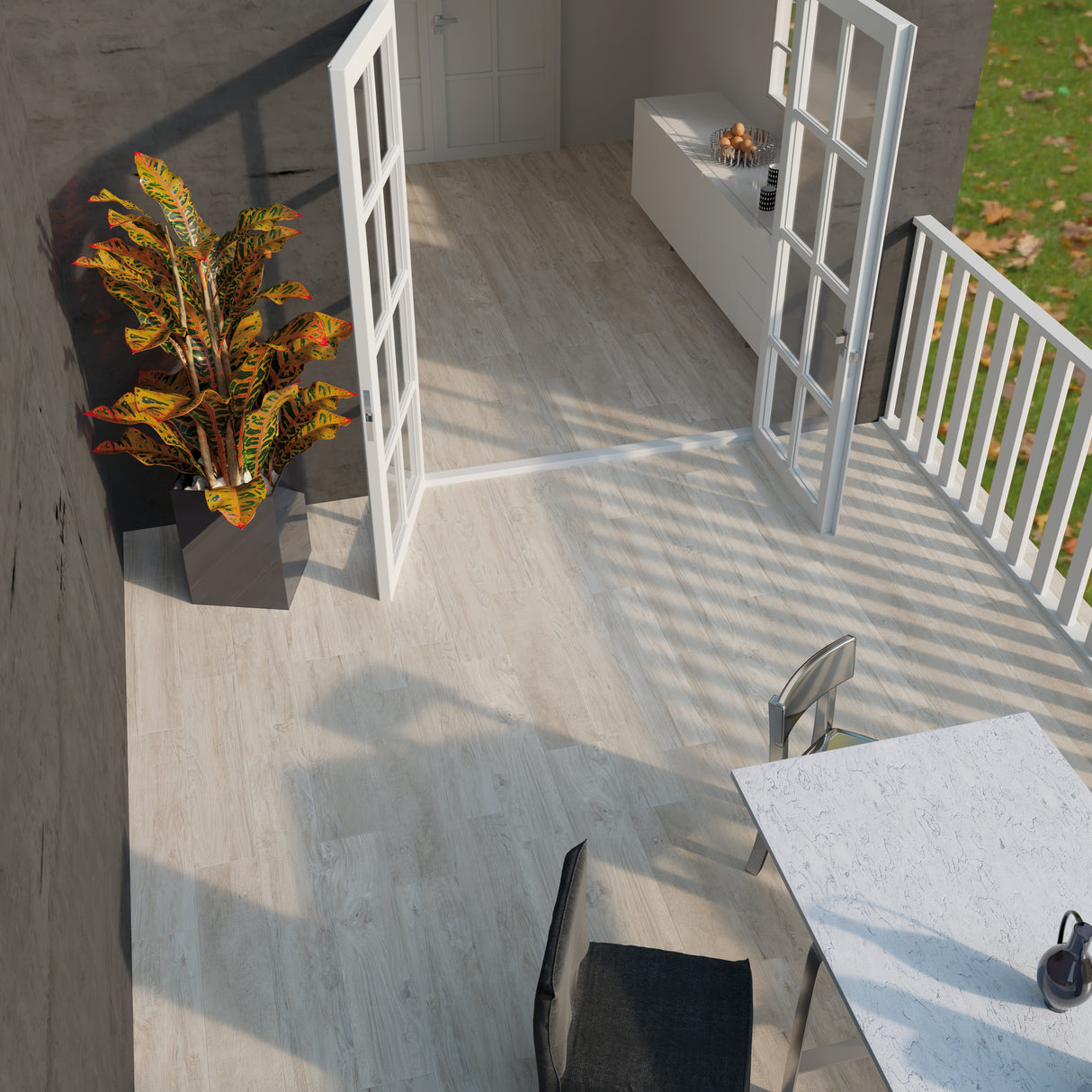 Carrelage Parquet Antidérapant 20x90 Feel Blanc Extérieur R11