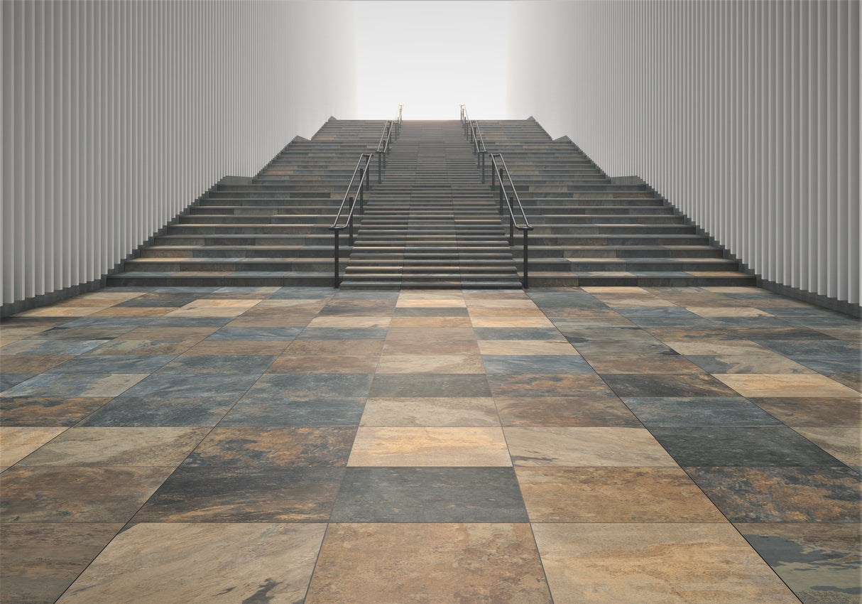 60x60 Dalle 2cm Effet Pierre de Bali Peacock Rusty Extérieur R11