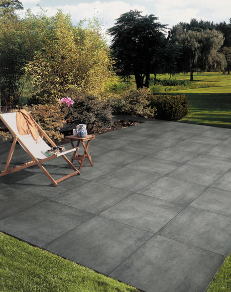 60x60 Dalle 2cm Gres Massif Anthracite Extérieur R11