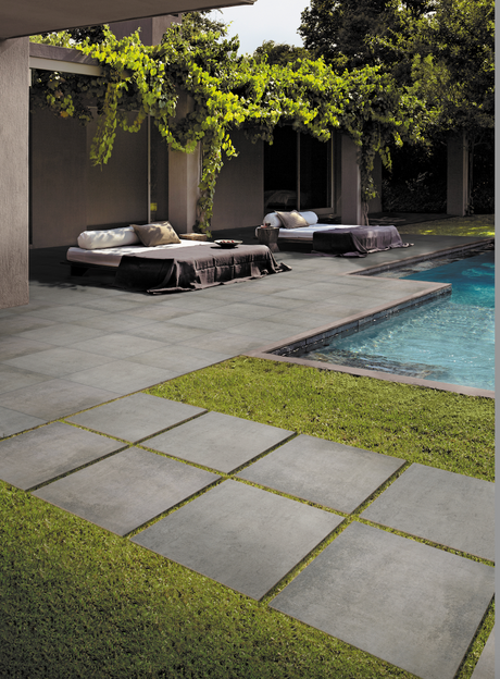 60x60 Dalle 2cm Gres Massif Taupe Extérieur R11