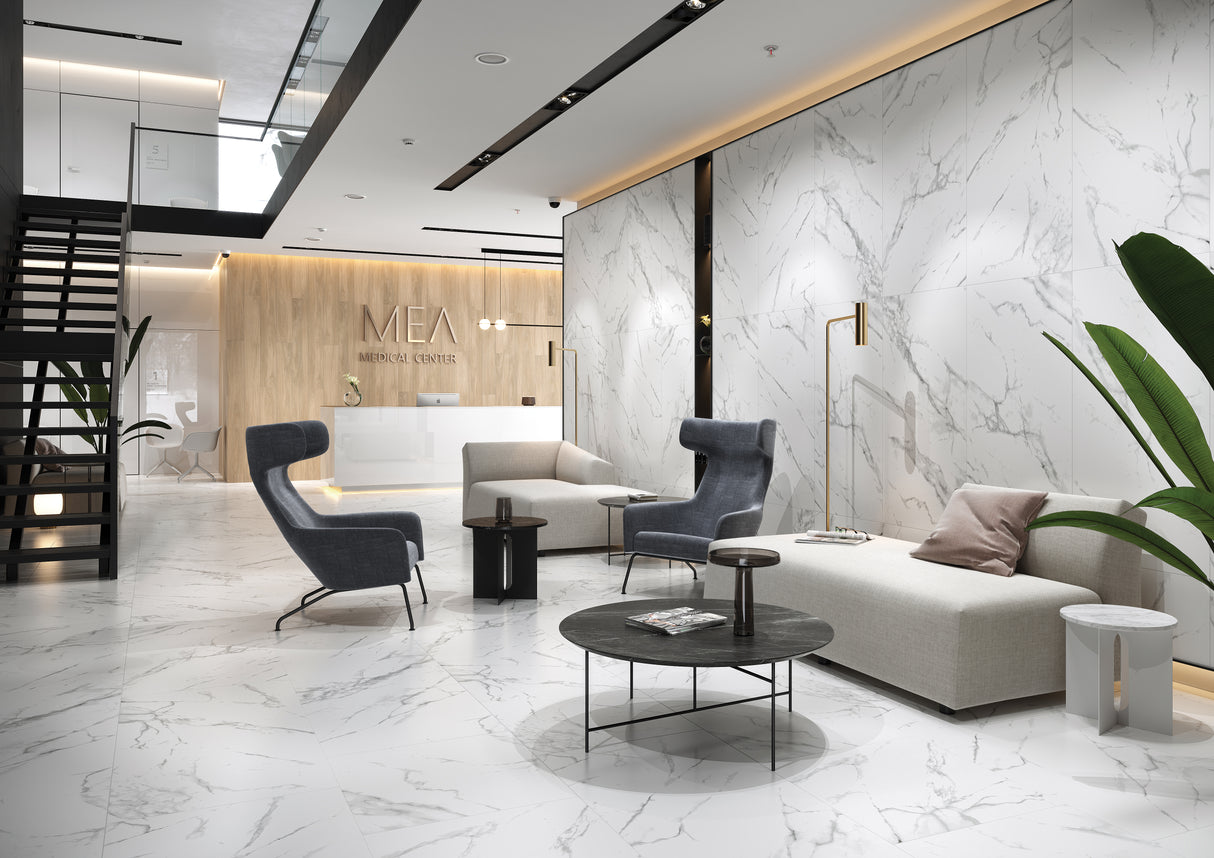 Carrelage Marbre Blanc Gris 60x120 Marmo Calacatta Mat Rectifié