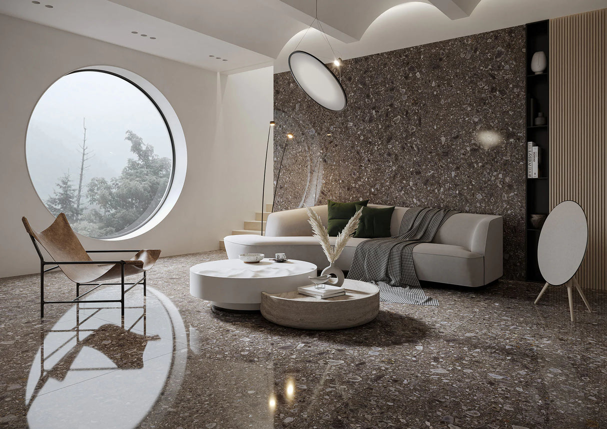 Carrelage Terrazzo 60x120 Ceppo Nuovo Black Poli Rectifie