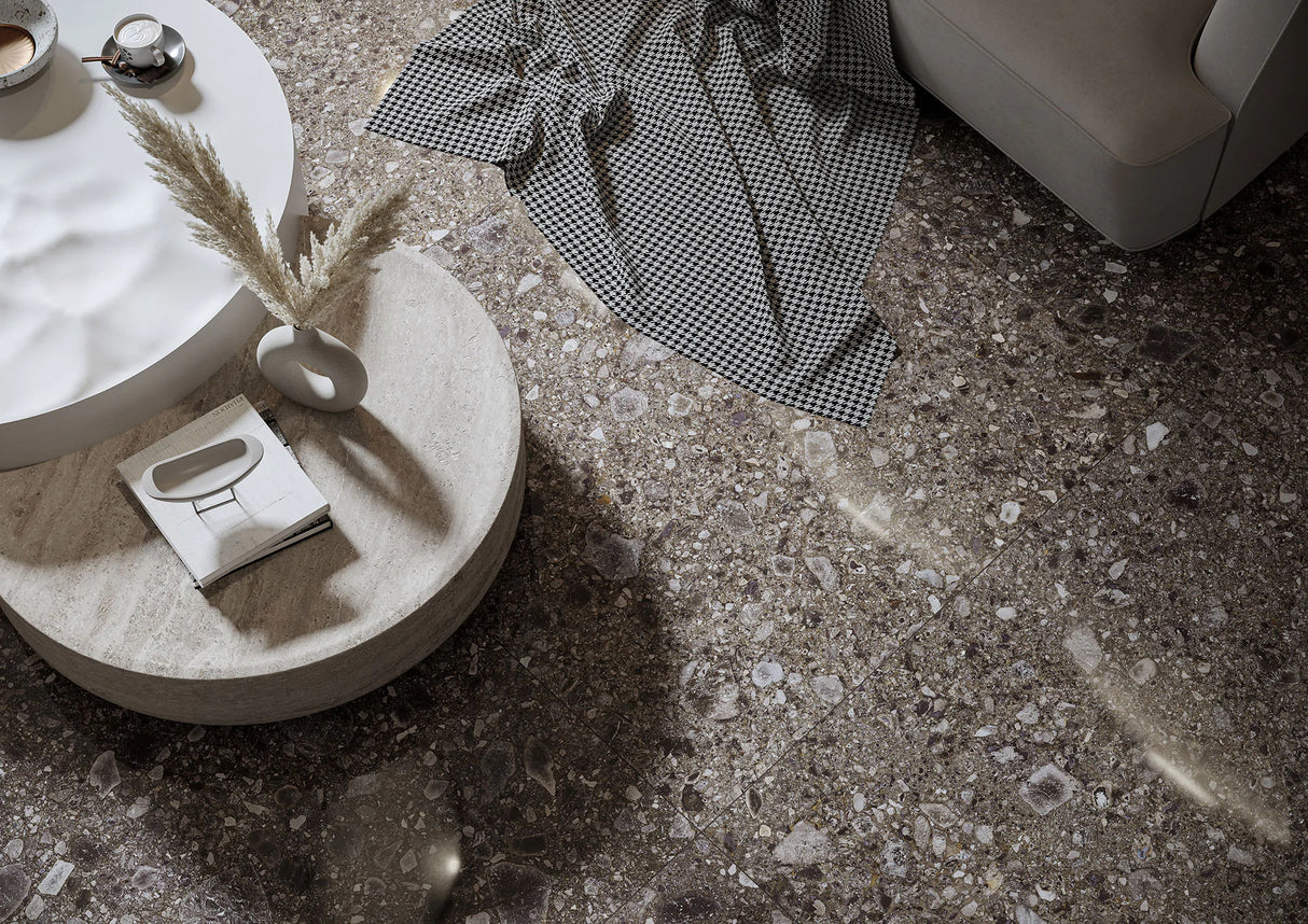 Carrelage Terrazzo 60x120 Ceppo Nuovo Black Poli Rectifie