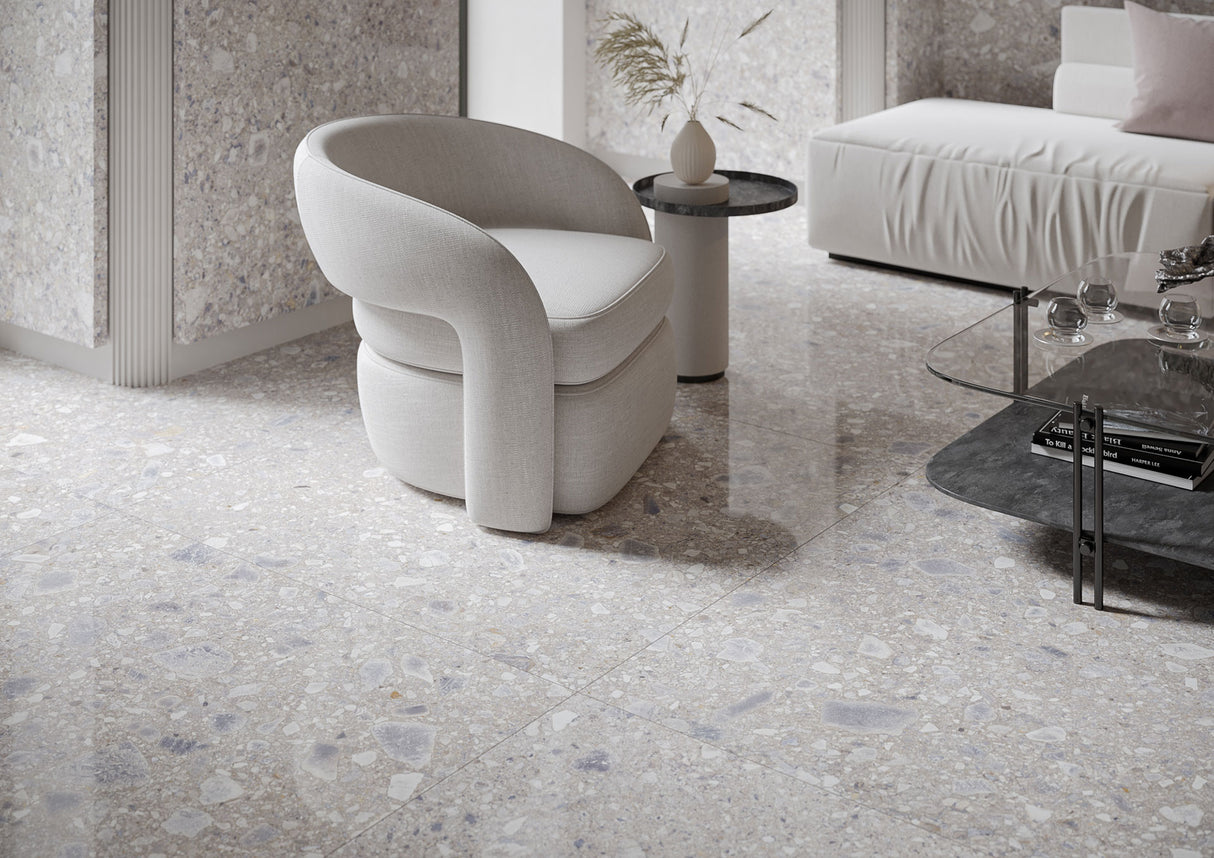 Carrelage Terrazzo 60x120 Ceppo Nuovo Silver Poli Rectifie