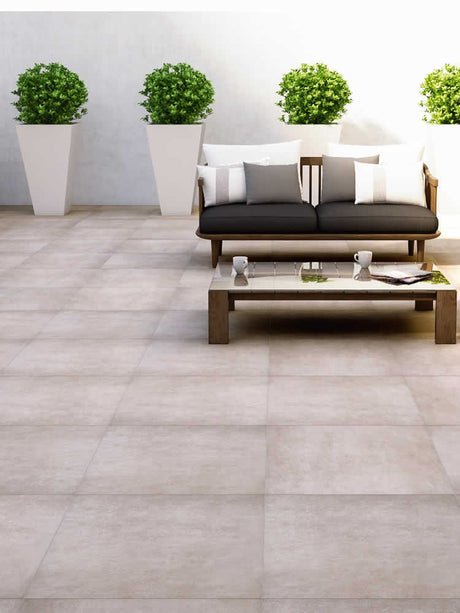 60x60 Dalle 2cm Gres Massif Ivoire Extérieur R11