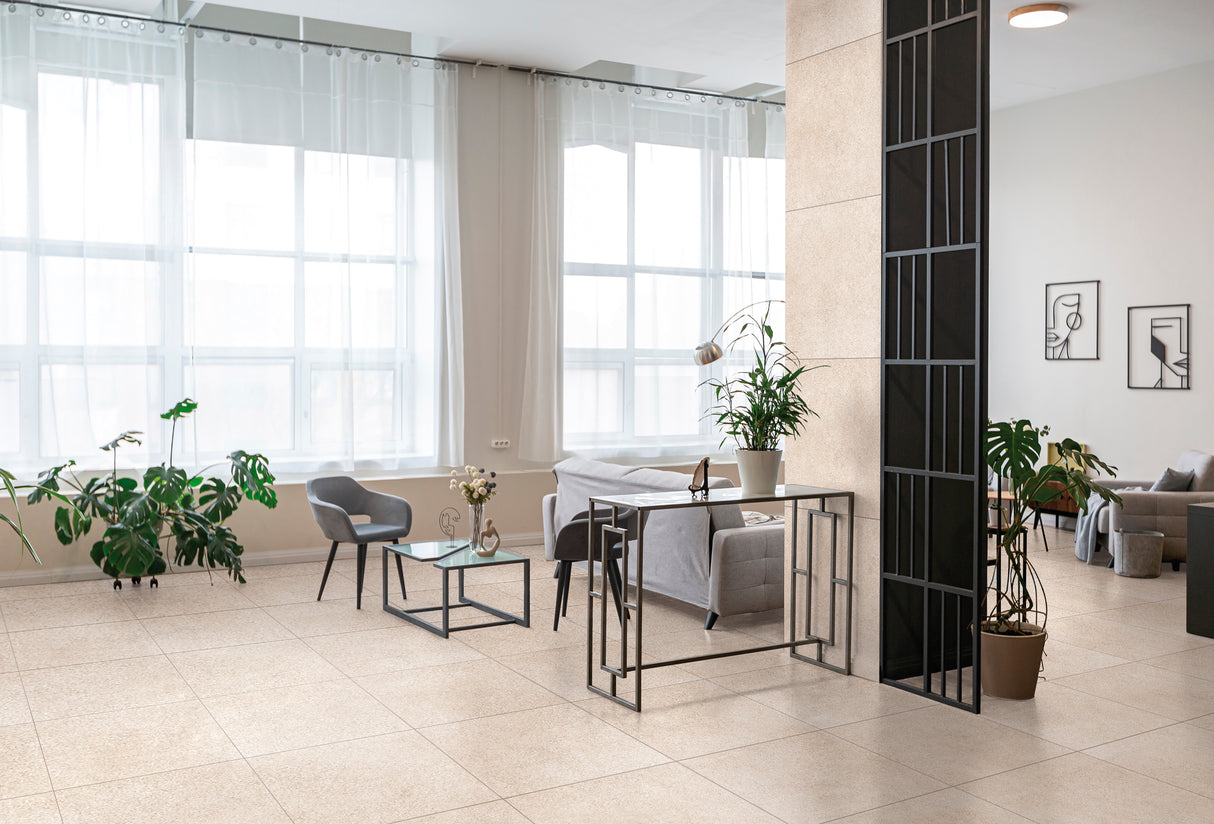 Carrelage Grand Format 90x90 Stonecrete Beige Rectifié