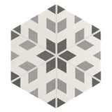 Carrelage Aspect Carreaux Ciment Noir et Blanc 17,5x20 Hexatile Harmony B&W