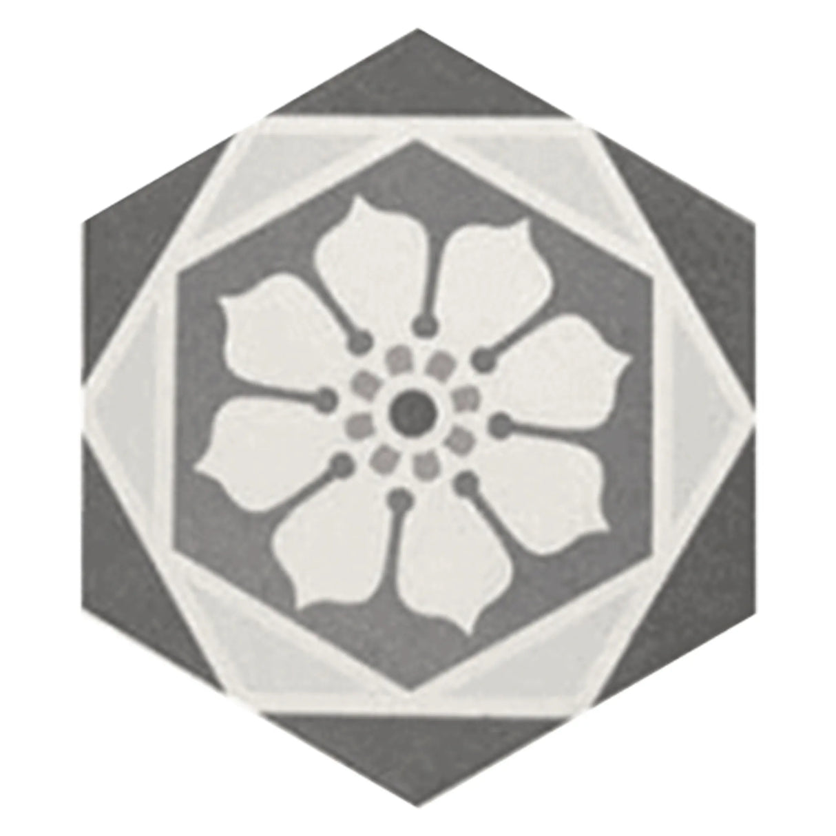 Carrelage Aspect Carreaux Ciment Noir et Blanc 17,5x20 Hexatile Harmony B&W