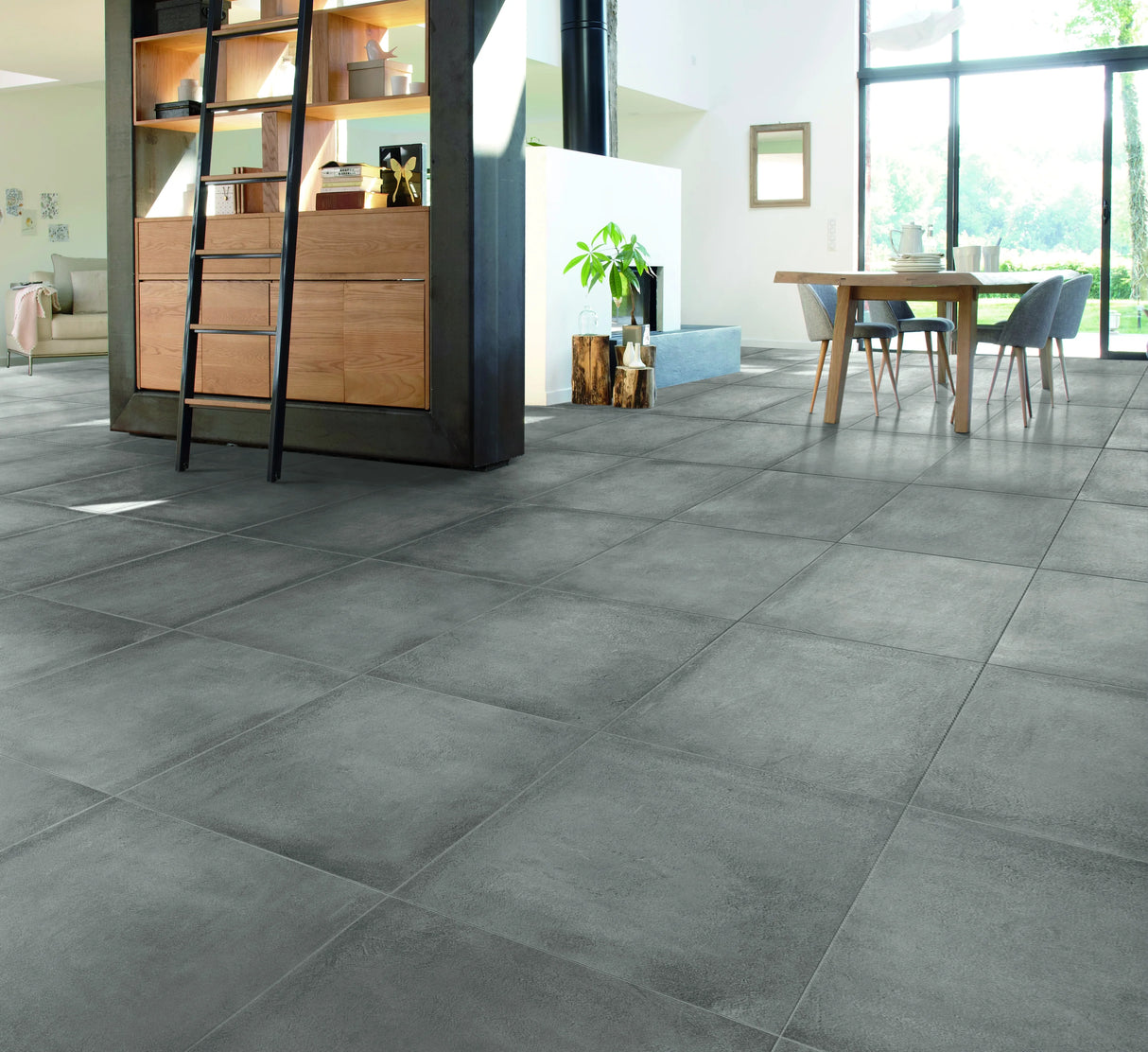 Carrelage 60x60 Ciment Palais Anthracite Rectifié