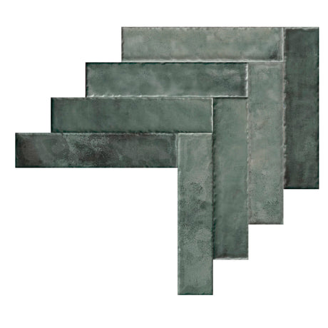 Carrelage Mural Effet Zellige Vert 6,5x29,8 Monpelli Emerald Mix