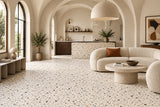 Carrelage Terrazzo Sol et Mur 80x80 Venice La Fenice Stracciatella Blanc Rectifié