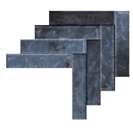 Carrelage Mural Effet Zellige Bleu 6,5x29,8 Monpelli Navy Mix