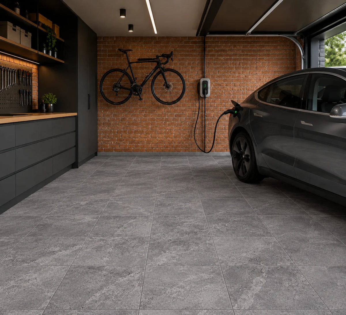 Carrelage Garage 45x45 Troca Acier Gris Foncé