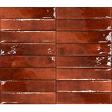 Carrelage Mural Effet Zellige Rouge 6,5x29,8 Monpelli Wine Mix