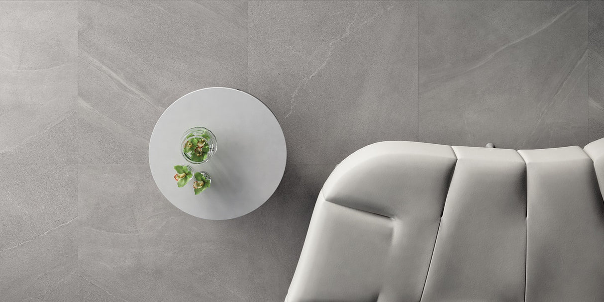 Carrelage Effet Pierre 80x80 Burlington Gris Rectifié