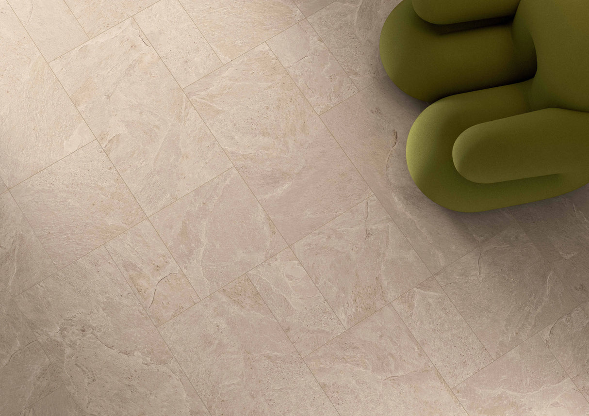 Carrelage Effet Pierre Ardoise 60x120 Falaise Beige intérieur / Extérieur R10 Rectifié