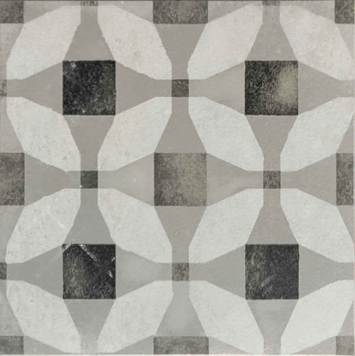 Carrelage Carreaux Ciment 20x20 Cementine Tap. B Blanc et Noir Rectifié