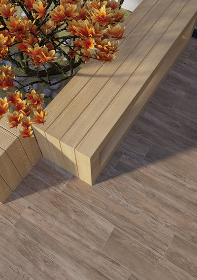Carrelage Parquet Antidérapant 20x90 Feel Brun Extérieur